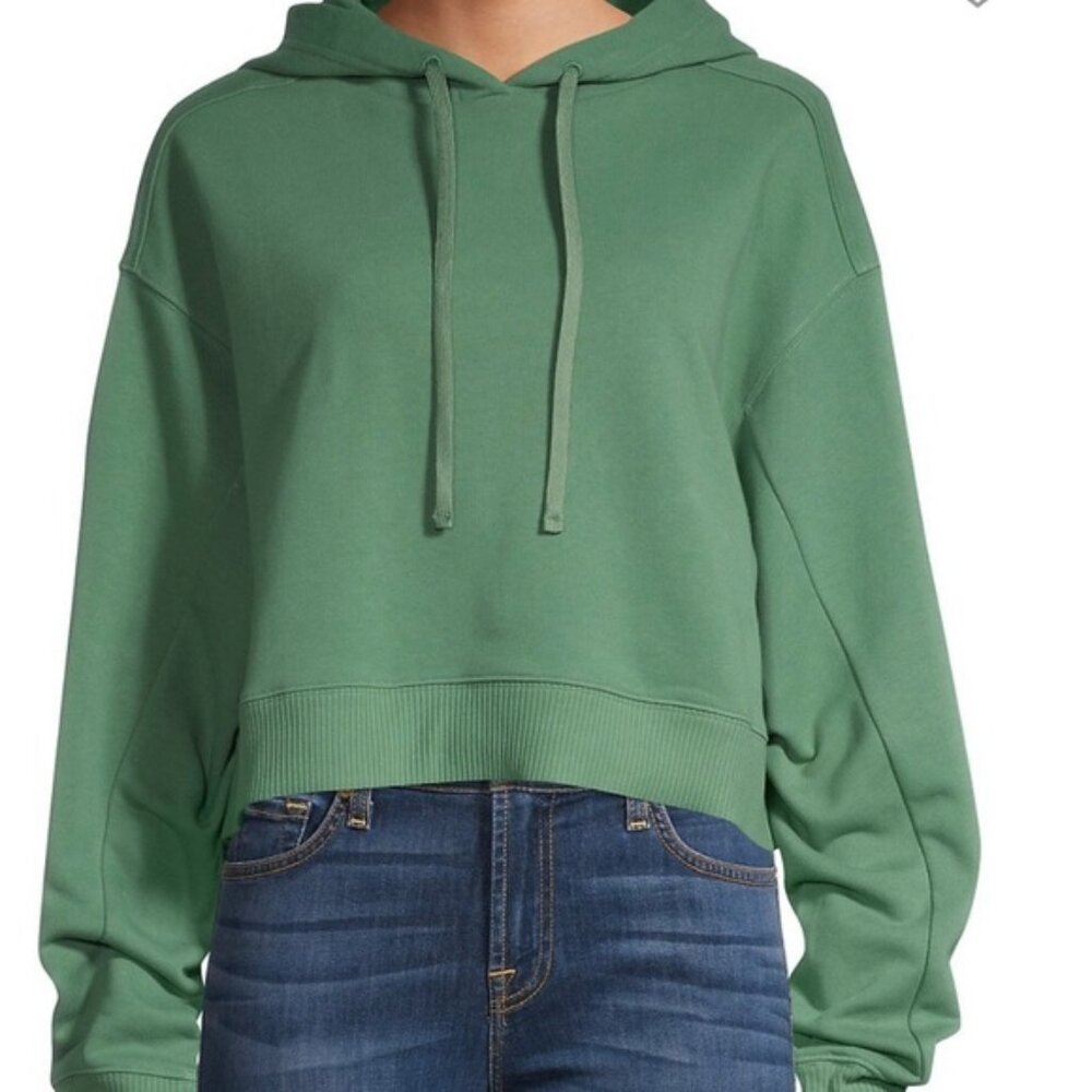 100% Organic Cotton Sage Green Cropped Hoodie Sweatshirt